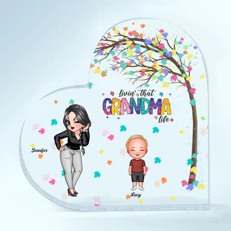 Personalized Heart-shaped Acrylic Plaque - Gift For Family - Living The Grandma Life ARND018