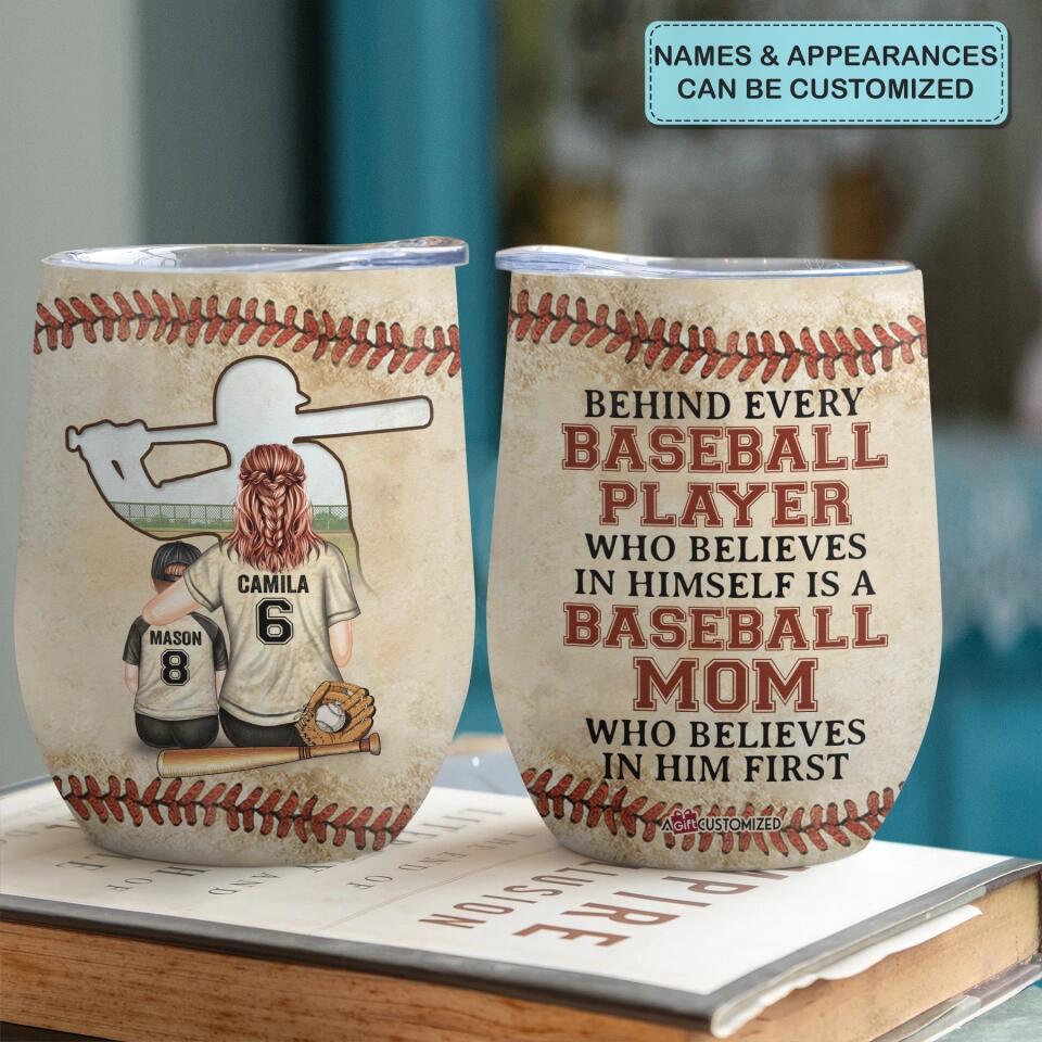 Personalized Wine Tumbler - Gift For Family - Behind Every Baseball Player ARND036