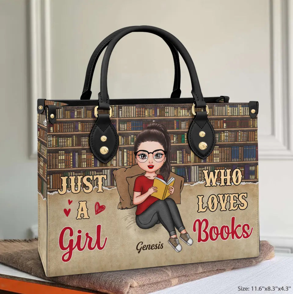 Personalized Leather Bag - Gift For Reading Lover - Just A Girl Who Loves Books ARND018