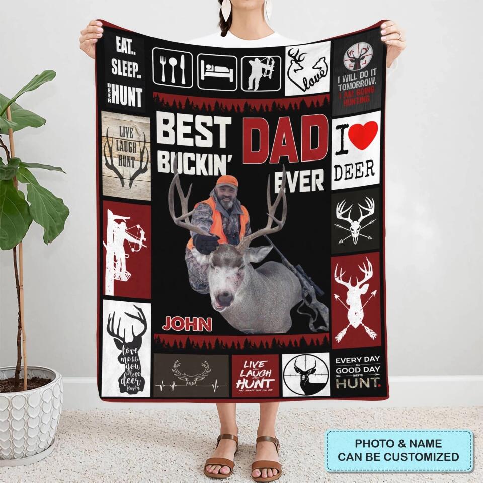 Personalized Blanket - Father's Day Gift For Dad, Grandpa - Best Buckin Dad Ever ARND0014 AGCPD031