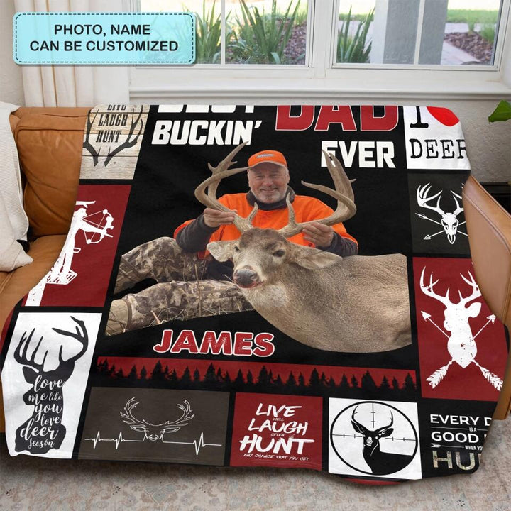 Personalized Blanket - Father's Day Gift For Dad, Grandpa - Best Buckin Dad Ever ARND0014 AGCPD031