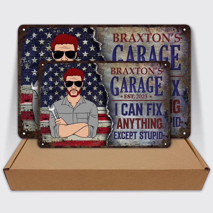 Personalized Metal Sign - Father's Day Gift For Dad, Grandpa - Father's Garage ARND005