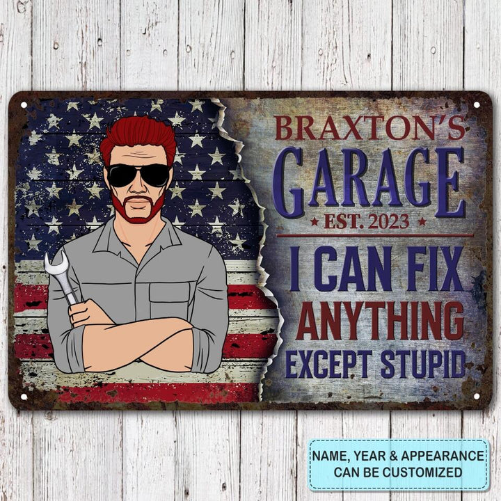 Personalized Metal Sign - Father's Day Gift For Dad, Grandpa - Father's Garage ARND005