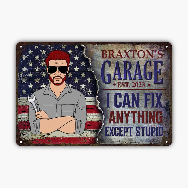 Personalized Metal Sign - Father's Day Gift For Dad, Grandpa - Father's Garage ARND005