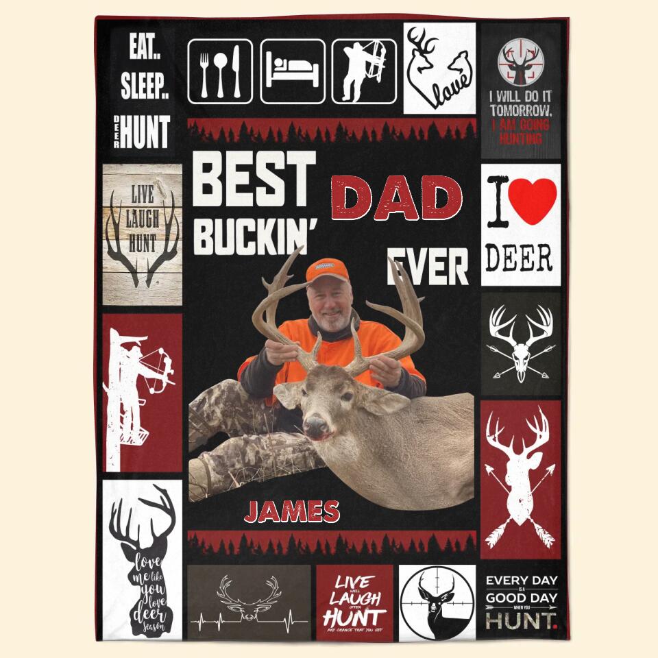 Personalized Blanket - Father's Day Gift For Dad, Grandpa - Best Buckin Dad Ever ARND0014 AGCPD031