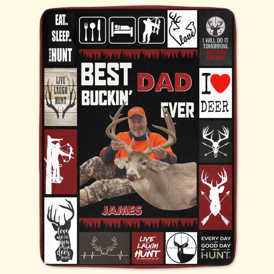 Personalized Blanket - Father's Day Gift For Dad, Grandpa - Best Buckin Dad Ever ARND0014 AGCPD031