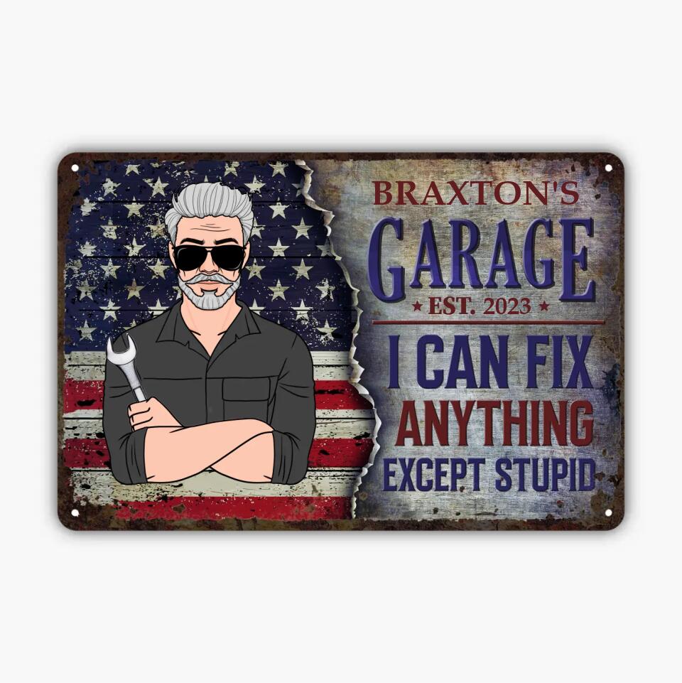 Personalized Metal Sign - Father's Day Gift For Dad, Grandpa - Father's Garage ARND005