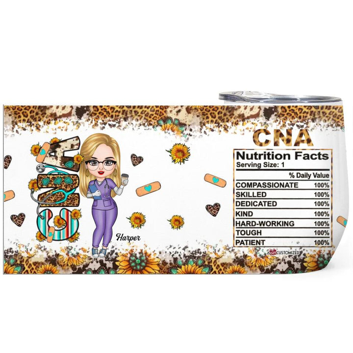 Personalized Wine Tumbler - Gift For Nurse - CNA Nutrition Facts ARND0014