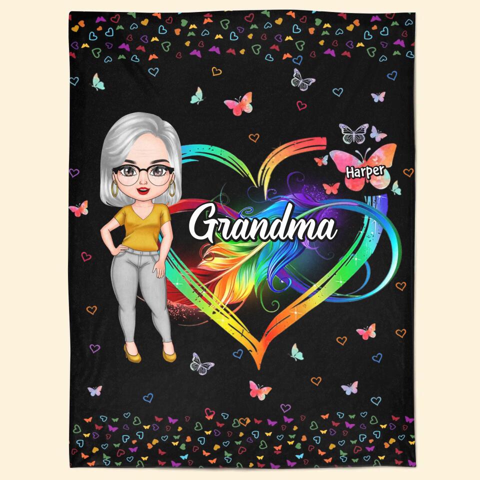 Personalized Blanket - Mother's Day Gift For Grandma - Grandma Heart Butterfly ARND0014