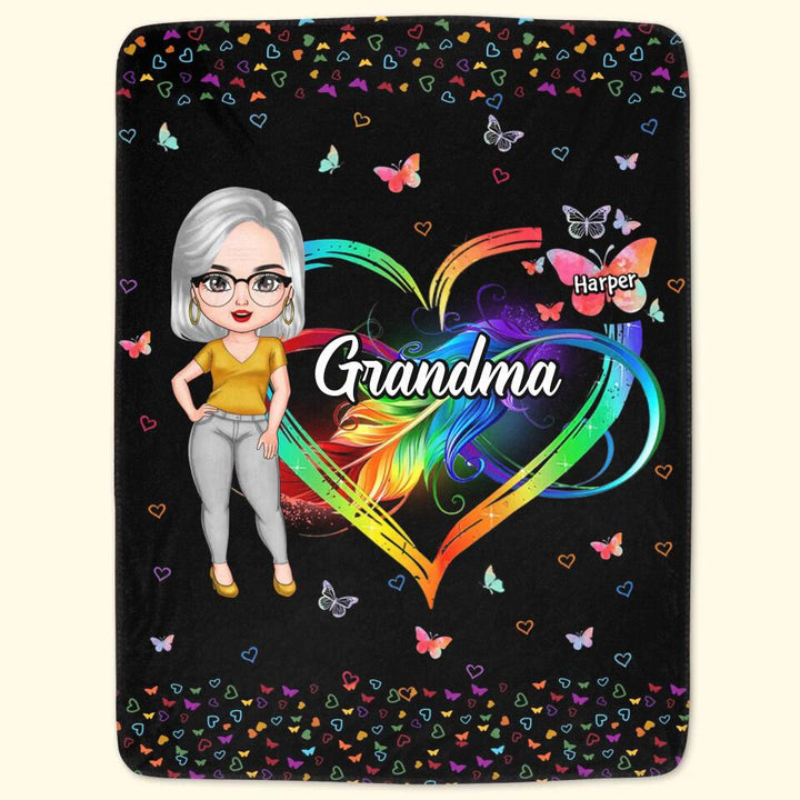 Personalized Blanket - Mother's Day Gift For Grandma - Grandma Heart Butterfly ARND0014