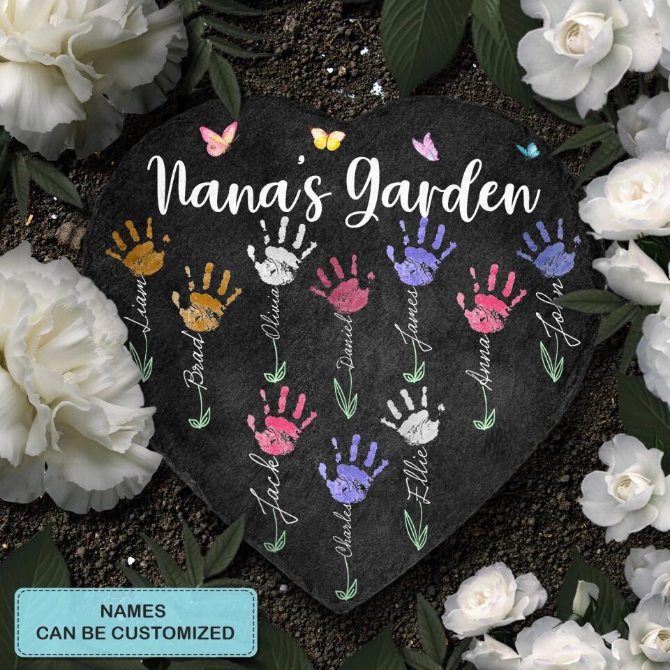 Personalized Garden Stone - Mother's Day Gift For Grandma, Mom, Grandpa, Dad - Nana's Garden Hand Print ARND0014
