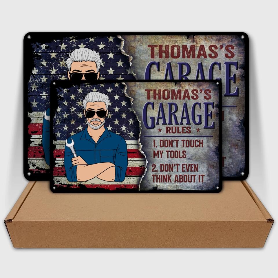 Personalized Metal Sign - Father's Day Gift For Dad, Grandpa - Garage Rule ARND018