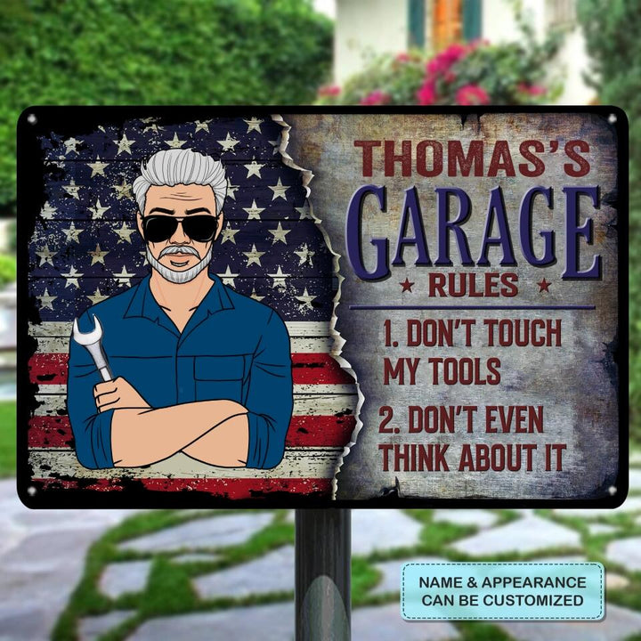 Personalized Metal Sign - Father's Day Gift For Dad, Grandpa - Garage Rule ARND018