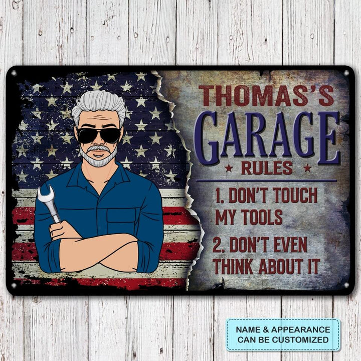 Personalized Metal Sign - Father's Day Gift For Dad, Grandpa - Garage Rule ARND018