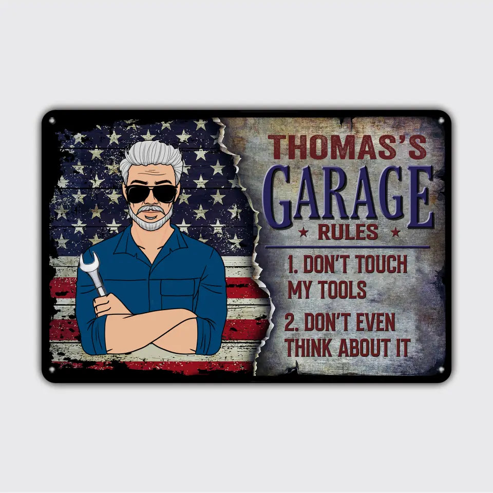 Personalized Metal Sign - Father's Day Gift For Dad, Grandpa - Garage Rule ARND018