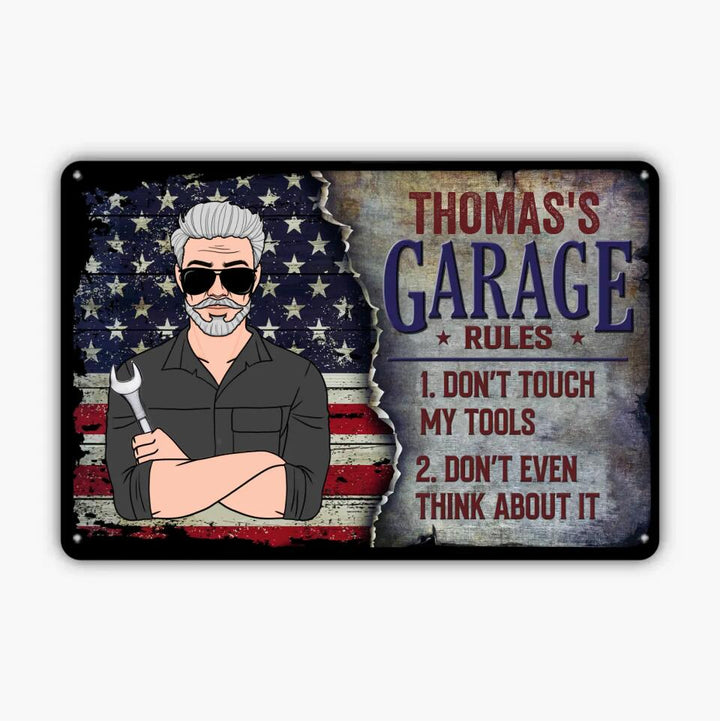 Personalized Metal Sign - Father's Day Gift For Dad, Grandpa - Garage Rule ARND018