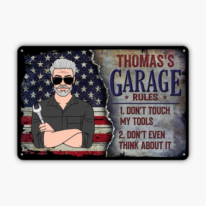 Personalized Metal Sign - Father's Day Gift For Dad, Grandpa - Garage Rule ARND018