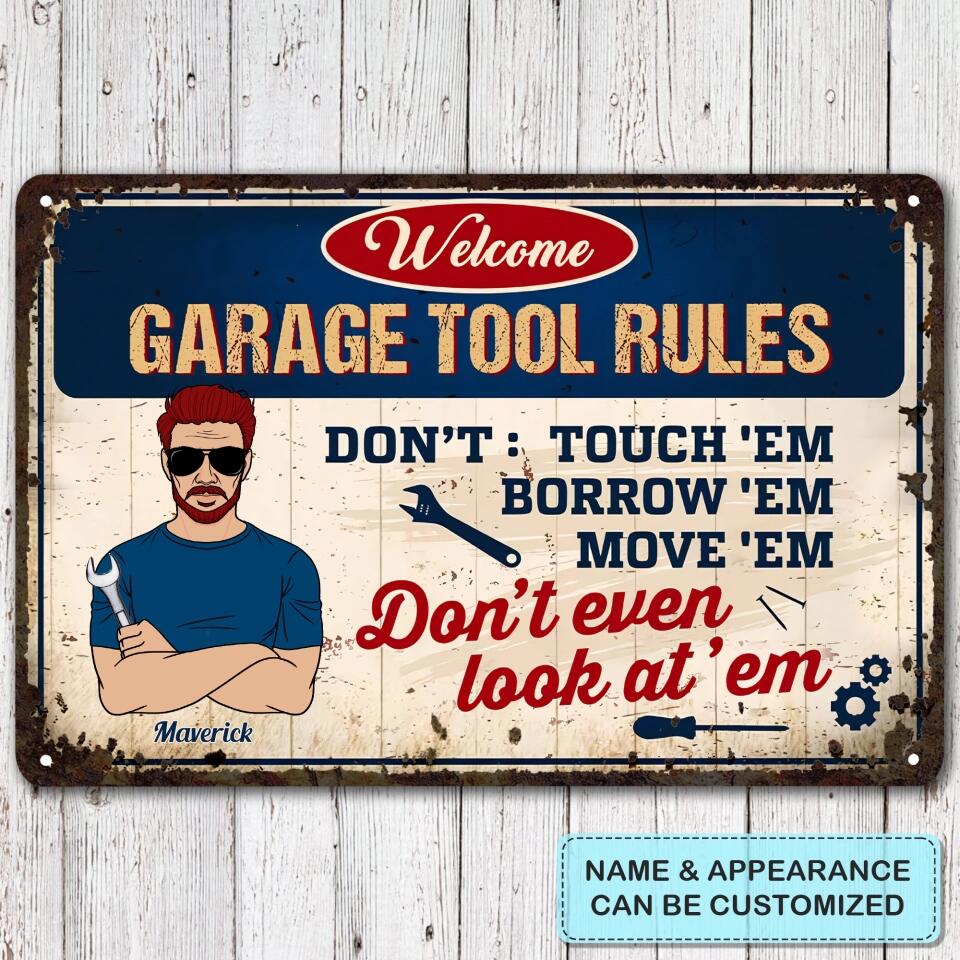 Personalized Metal Sign - Father's Day Gift For Dad, Grandpa - Father's Garage ARND036