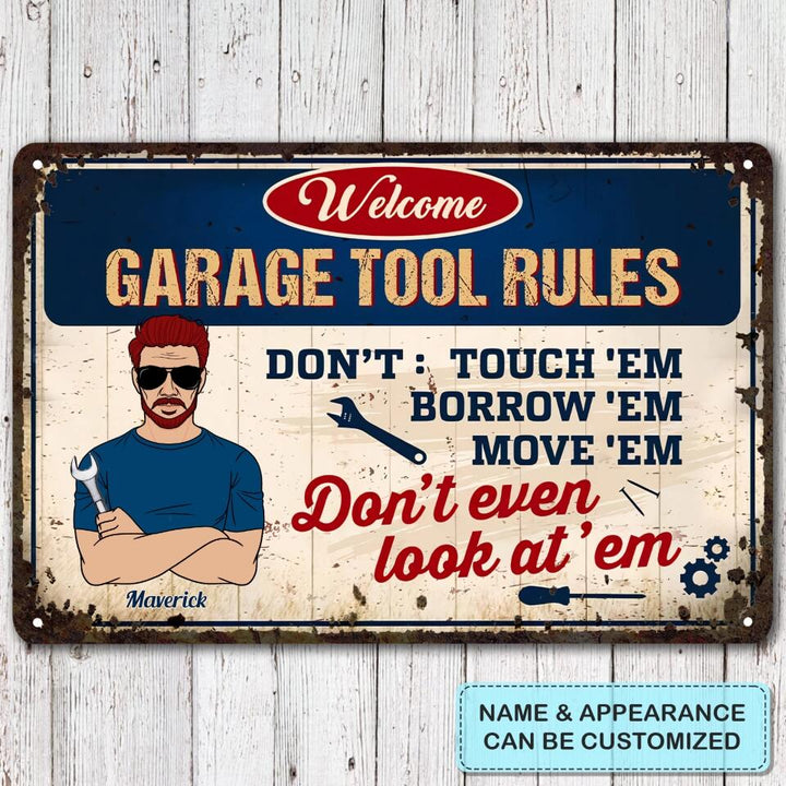 Personalized Metal Sign - Father's Day Gift For Dad, Grandpa - Father's Garage ARND036