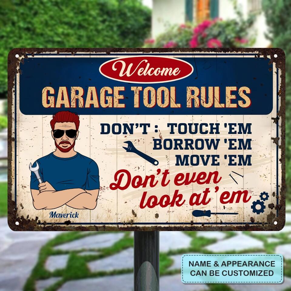 Personalized Metal Sign - Father's Day Gift For Dad, Grandpa - Father's Garage ARND036