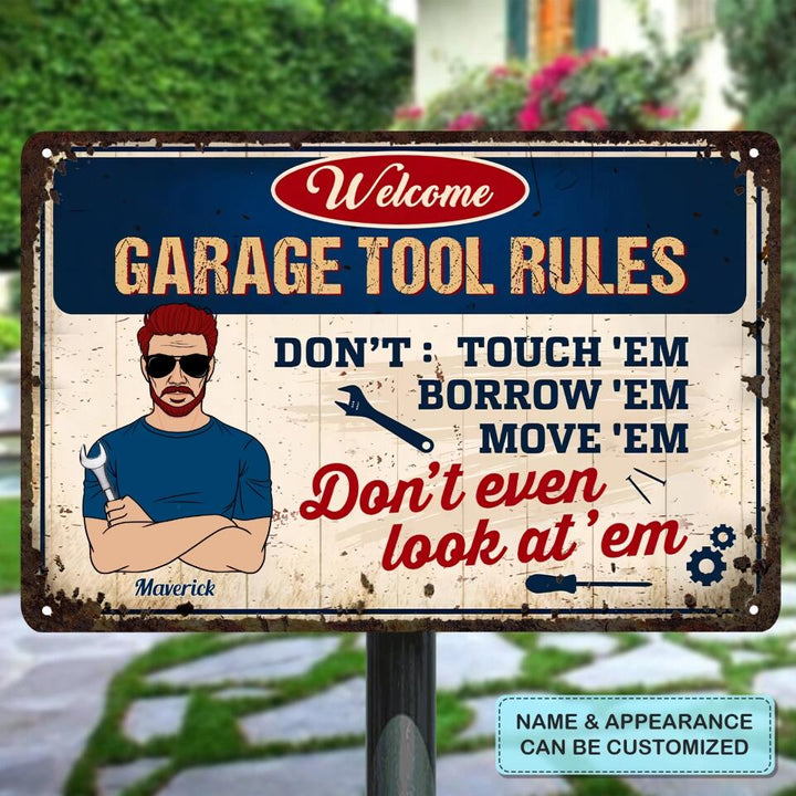 Personalized Metal Sign - Father's Day Gift For Dad, Grandpa - Father's Garage ARND036