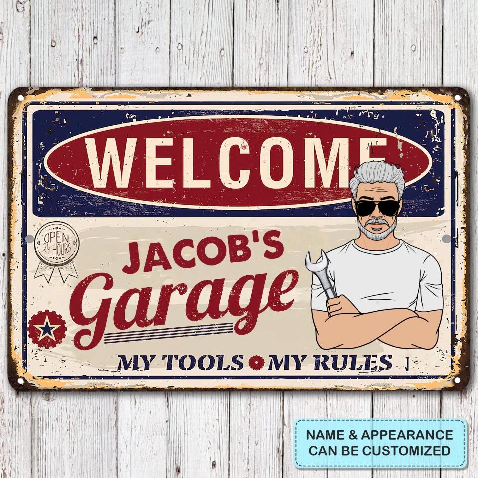 Personalized Metal Sign - Father's Day Gift For Dad, Grandpa - My Tools My Rules ARND0014