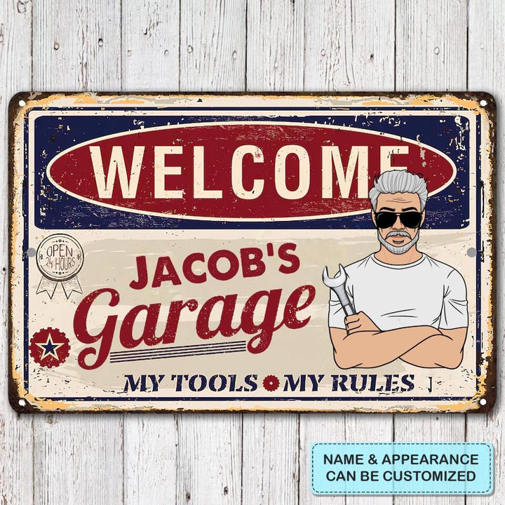 Personalized Metal Sign - Father's Day Gift For Dad, Grandpa - My Tools My Rules ARND0014