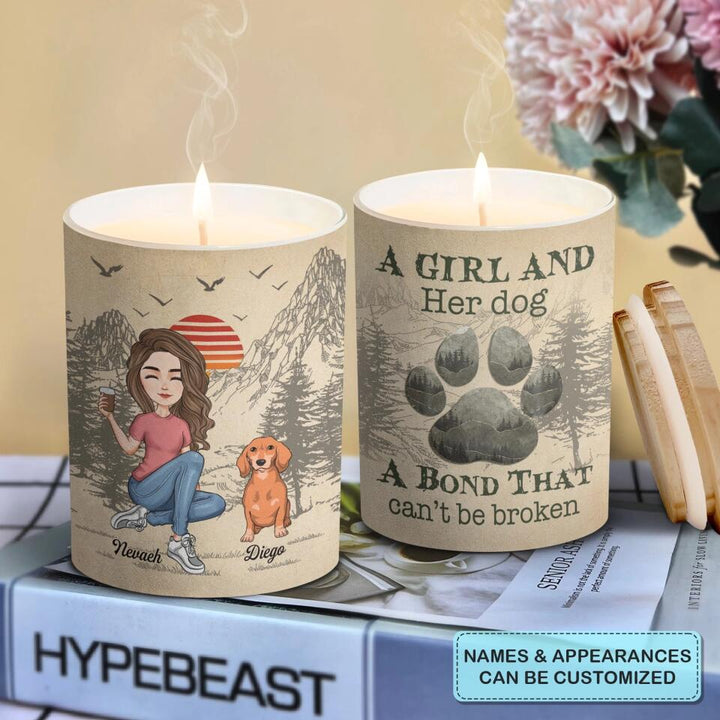 Personalized Candle - Gift For Dog Lover - A Girl And Her Dog ARND036