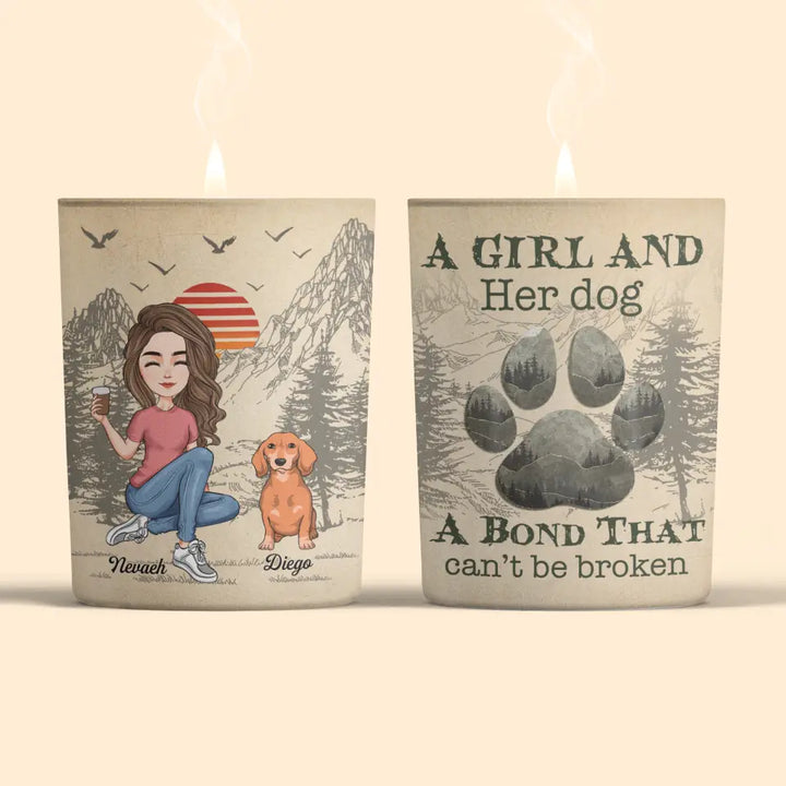 Personalized Candle - Gift For Dog Lover - A Girl And Her Dog ARND036