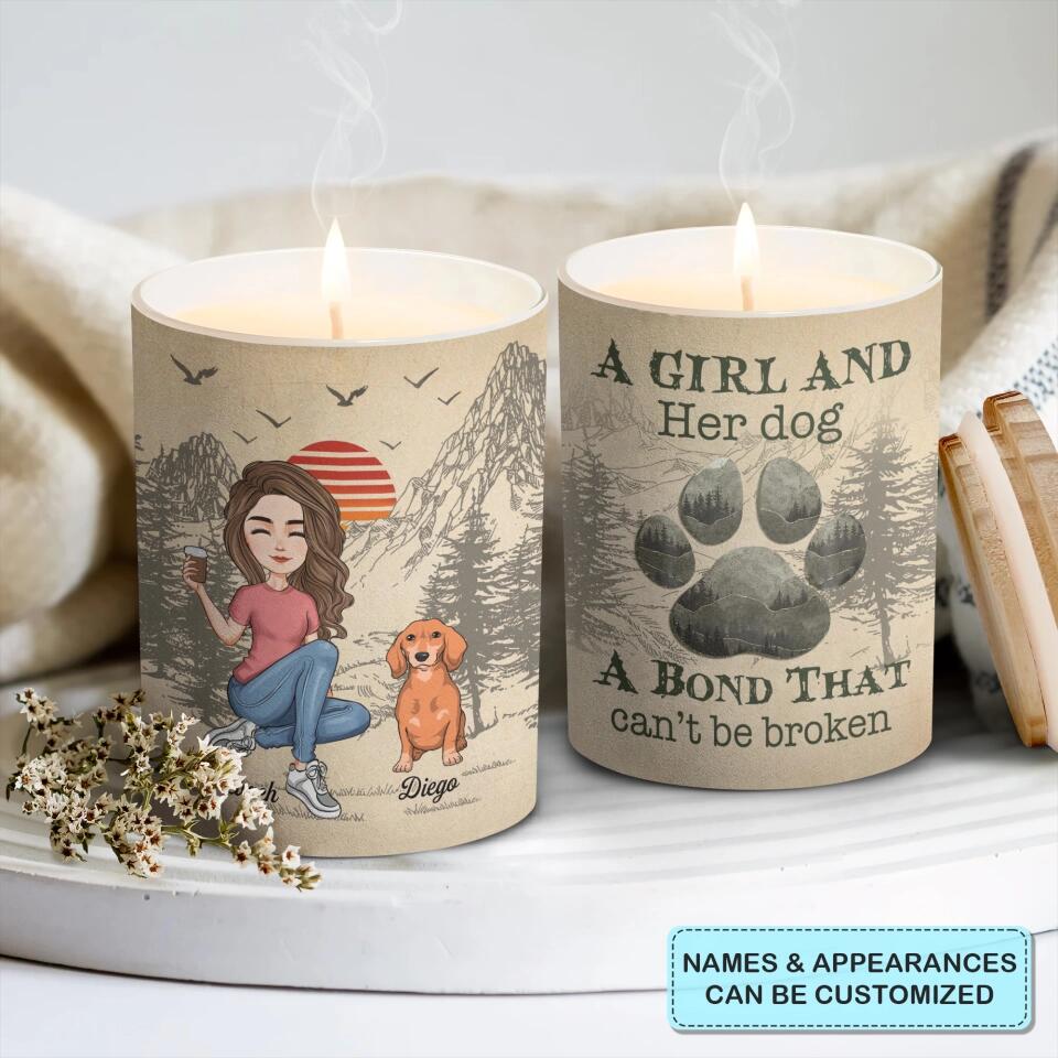 Personalized Candle - Gift For Dog Lover - A Girl And Her Dog ARND036