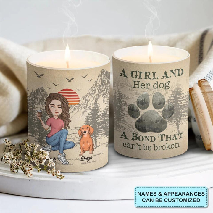 Personalized Candle - Gift For Dog Lover - A Girl And Her Dog ARND036
