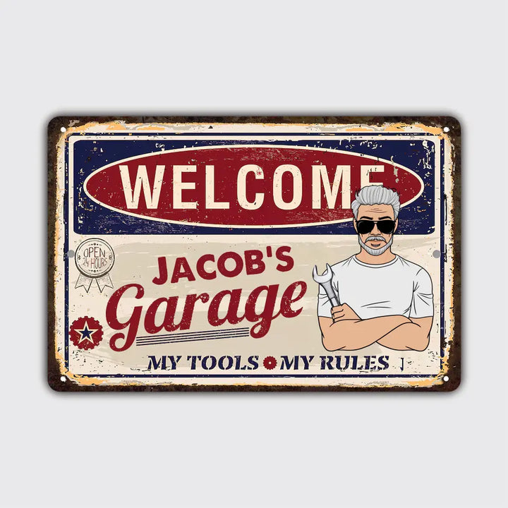 Personalized Metal Sign - Father's Day Gift For Dad, Grandpa - My Tools My Rules ARND0014