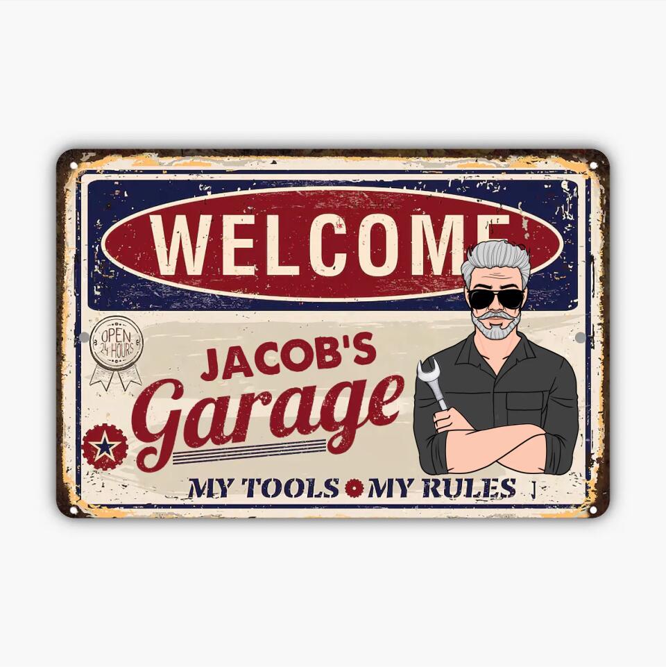 Personalized Metal Sign - Father's Day Gift For Dad, Grandpa - My Tools My Rules ARND0014
