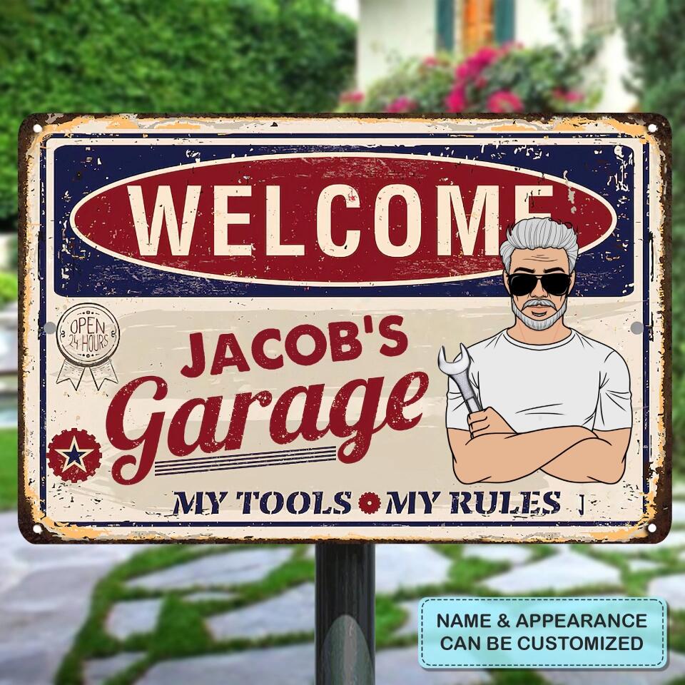 Personalized Metal Sign - Father's Day Gift For Dad, Grandpa - My Tools My Rules ARND0014