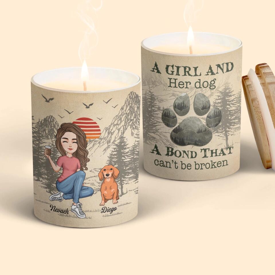 Personalized Candle - Gift For Dog Lover - A Girl And Her Dog ARND036