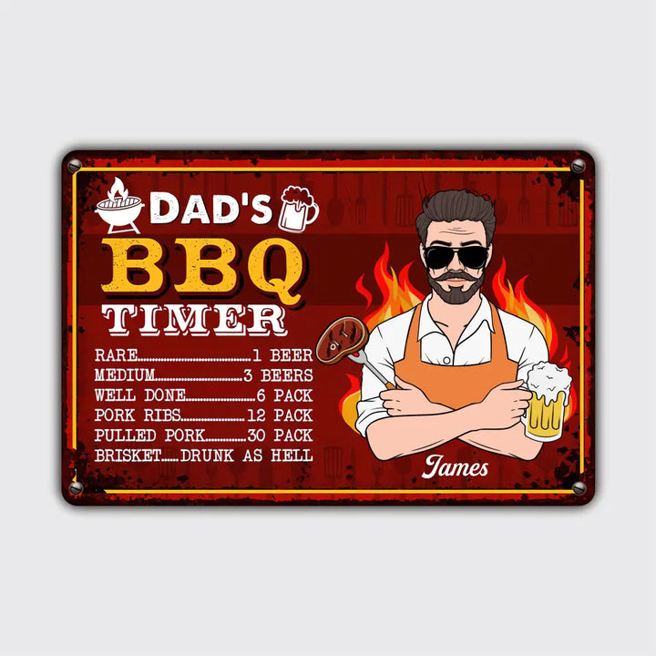 Personalized Metal Sign - Father's Day Gift For Dad, Grandpa - BBQ Timer ARND0014