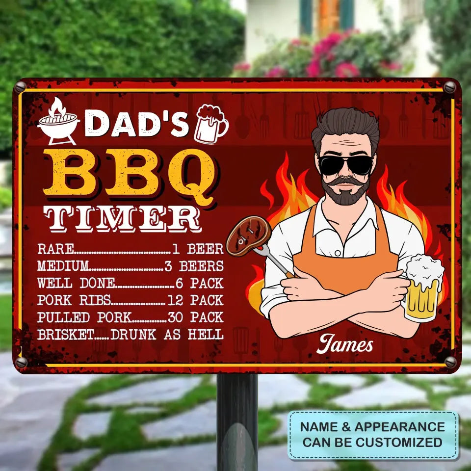 Personalized Metal Sign - Father's Day Gift For Dad, Grandpa - BBQ Timer ARND0014