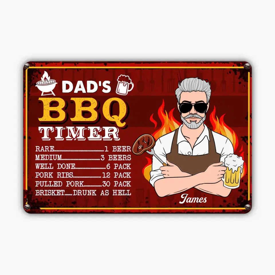 Personalized Metal Sign - Father's Day Gift For Dad, Grandpa - BBQ Timer ARND0014