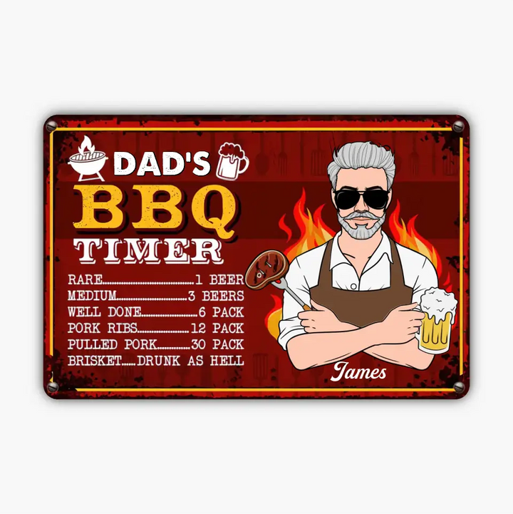 Personalized Metal Sign - Father's Day Gift For Dad, Grandpa - BBQ Timer ARND0014