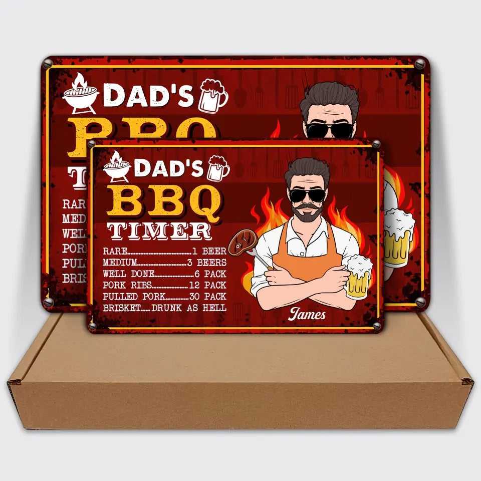 Personalized Metal Sign - Father's Day Gift For Dad, Grandpa - BBQ Timer ARND0014