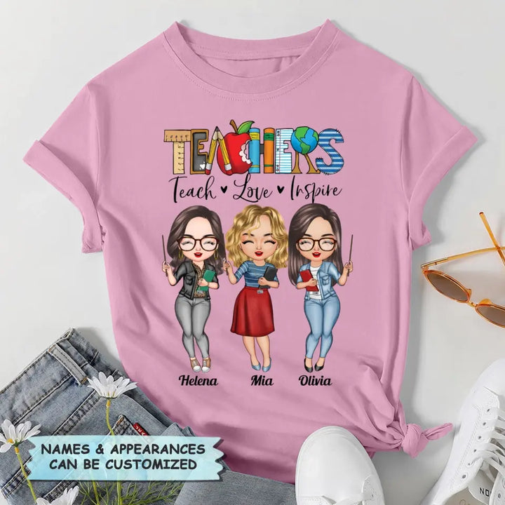 Personalized T-shirt - Teacher's Day Gift For Teacher Besties - Teach Love Inspire ARND0014