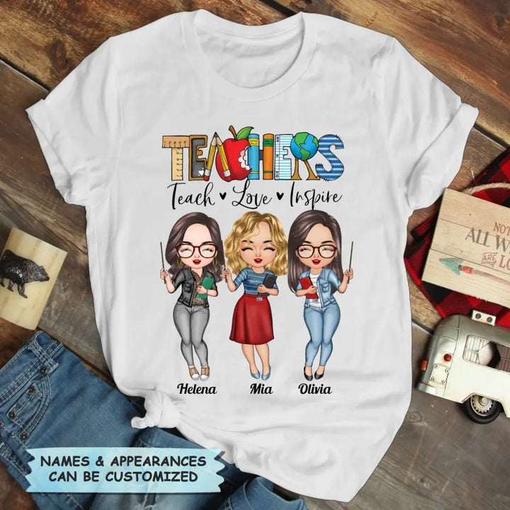 Personalized T-shirt - Teacher's Day Gift For Teacher Besties - Teach Love Inspire ARND0014