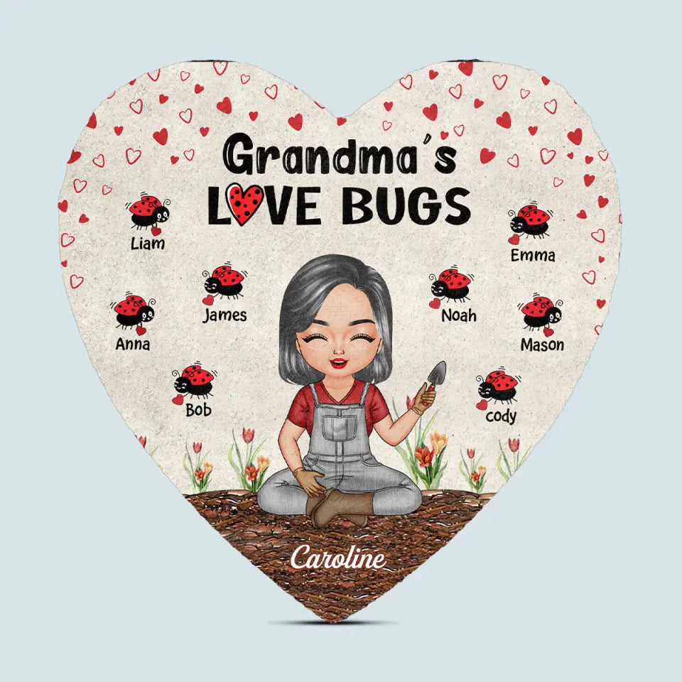 Personalized Garden Stone - Mother's Day Gift For Grandma, Mom, Auntie - Grandma's Love Bugs ARND005