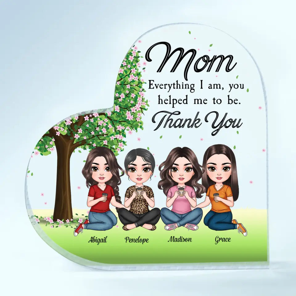 Personalized Heart-shaped Acrylic Plaque - Mother's Day Gift For Mom - Thank You Mom ARND005