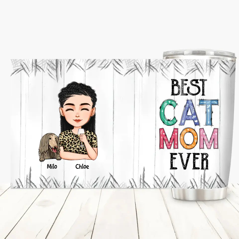 Personalized Tumbler - Gift For Cat Lover - Best Cat Mom Ever ARND036