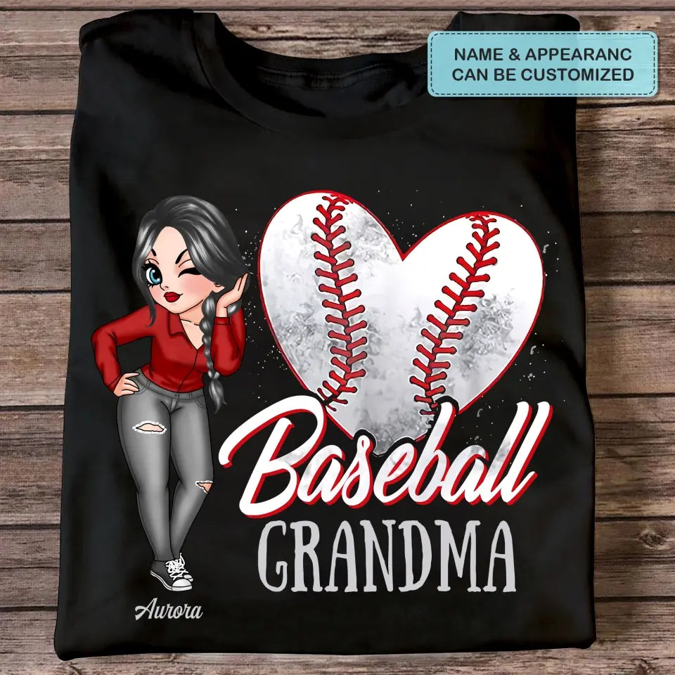 Personalized T-shirt - Mother's Day Gift For Mom - Baseball Grandma ARND018