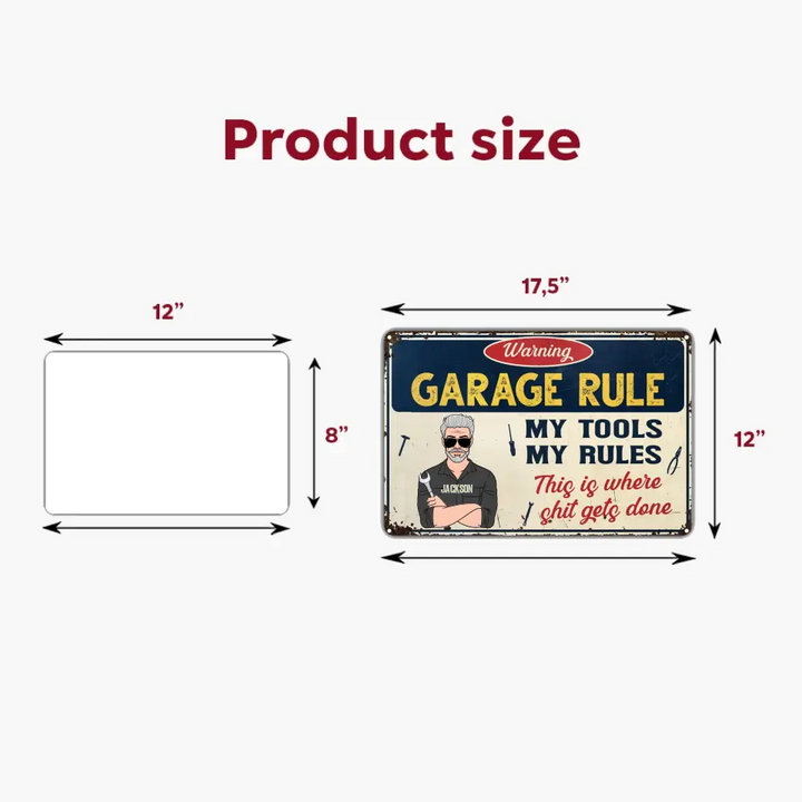 Personalized Metal Sign - Father's Day Gift For Dad, Grandpa - Garage Rule Warning ARND005