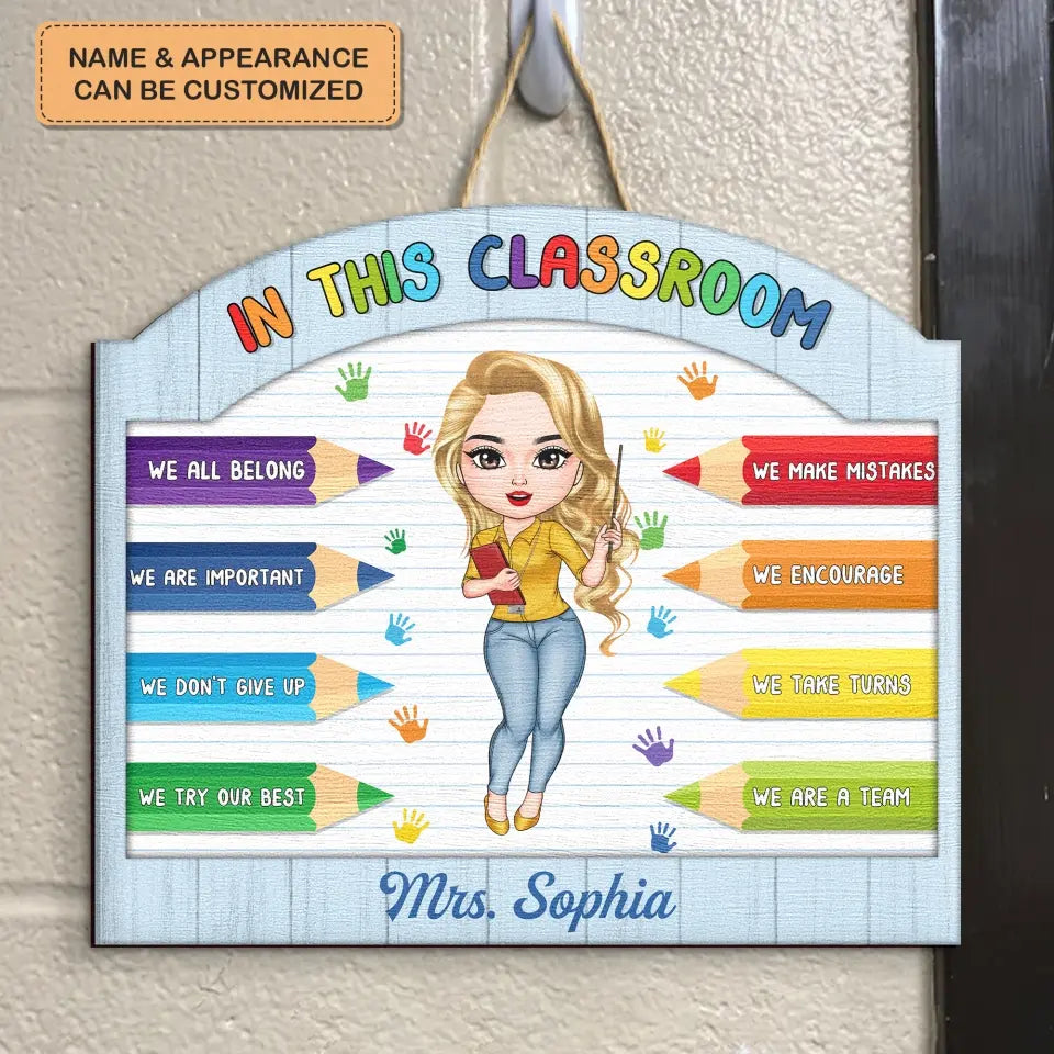 Personalized Door Sign - Birthday, Teacher's Day Gift For Teacher - In This Classroom ARND018