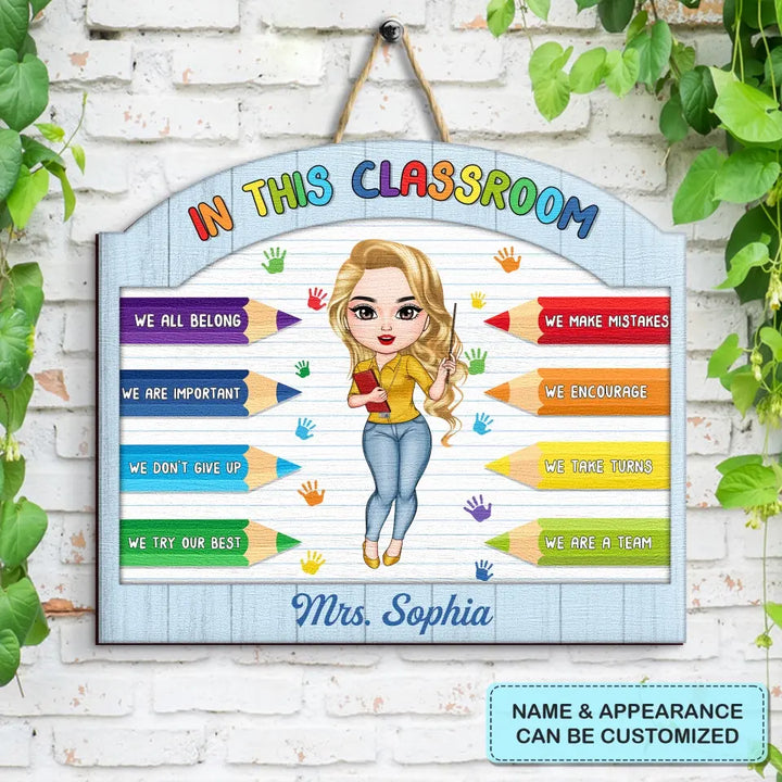Personalized Door Sign - Birthday, Teacher's Day Gift For Teacher - In This Classroom ARND018