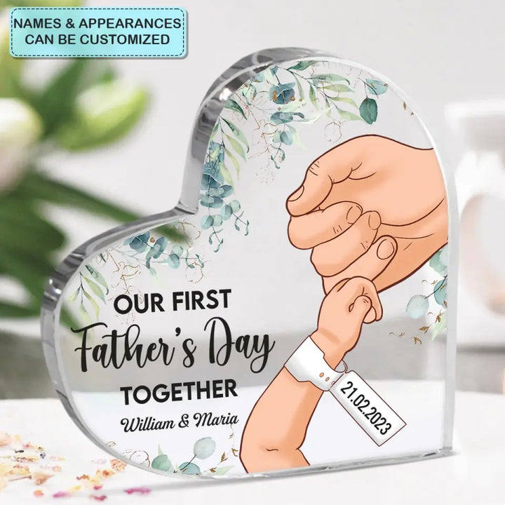 Personalized Heart-shaped Acrylic Plaque - Father's Day Gift For First Dad - Our First Father's Day ARND018